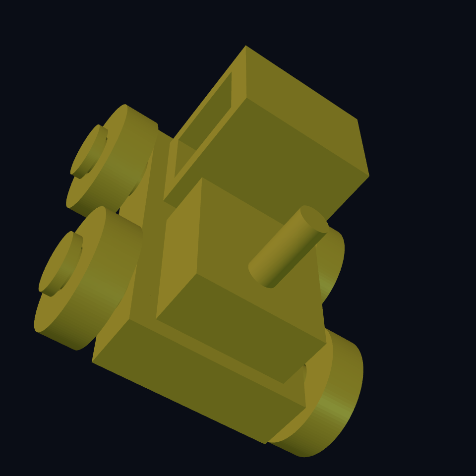 The same tractor parts in their assembled positions, with retaining heads outside the wheels