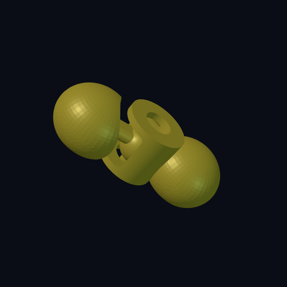 Two worm links sharing a captive ball-and-socket joint